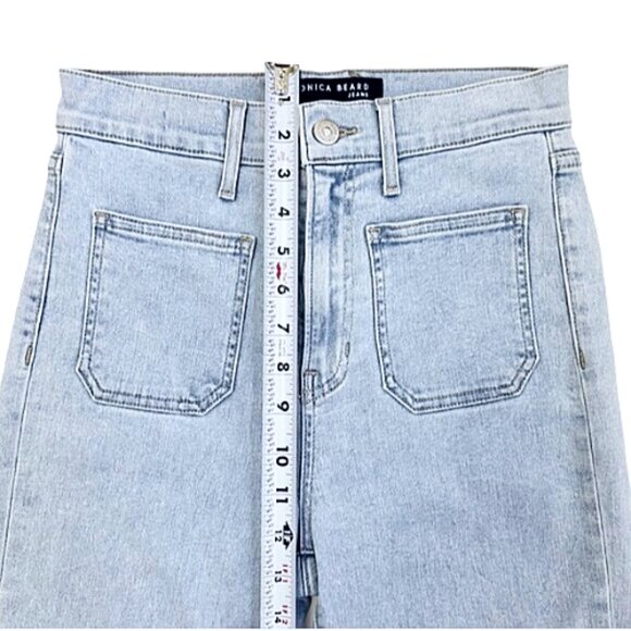 Veronica Beard Carly Kick Flare High Rise Jeans 27 Designer Denim Sky Blue - Picture 9 of 13